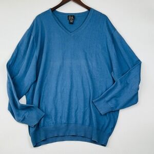 Jos. A. Bank V Neck Sweater Size XXL Blue 100% Pima Cotton Ribbed